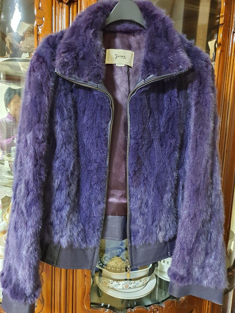 천연쪽밍크 점퍼 보라색 55, 날씬 66