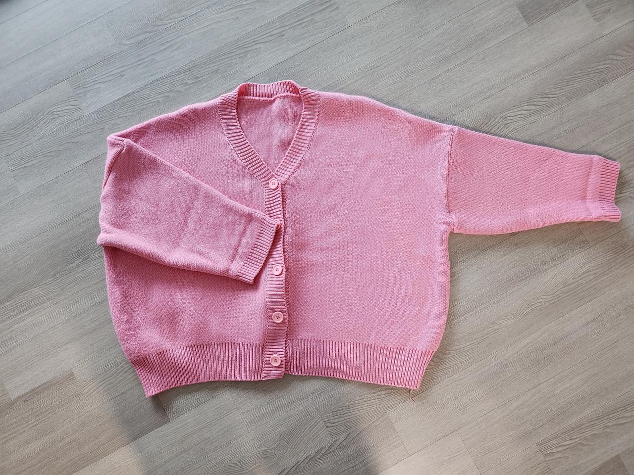 여성 프리사이즈 오버핏 핑크 니트 브이넥 가디건 택포 10,000