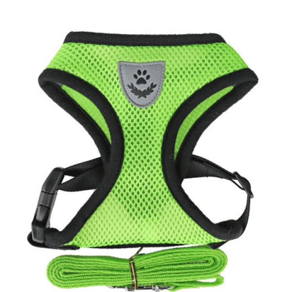 새 그린색 S 사이즈 강아지 가슴줄 목줄 하네스 리드줄 세트 몸줄