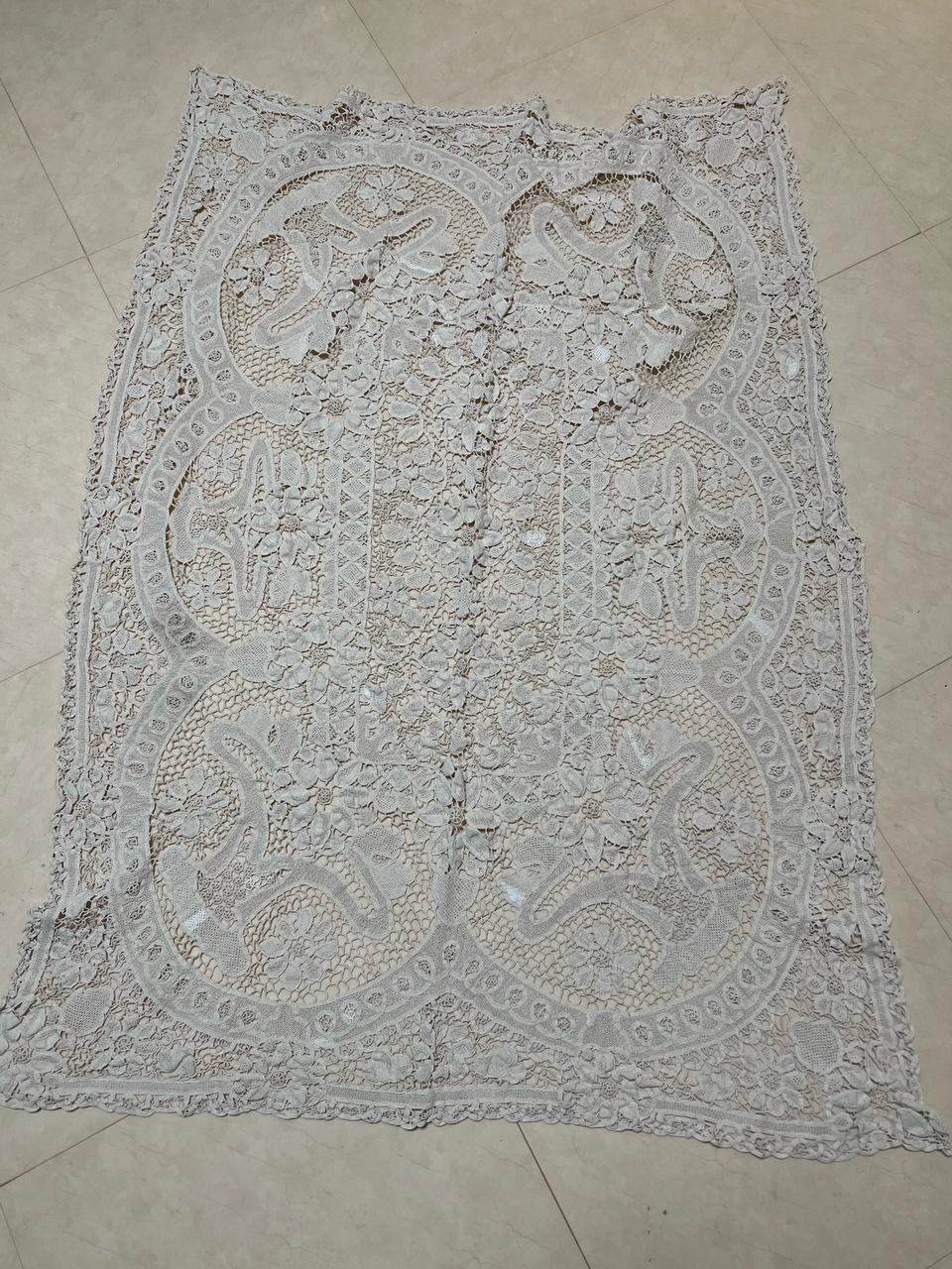 엔틱 뜨개 레이스 직사각 식탁보