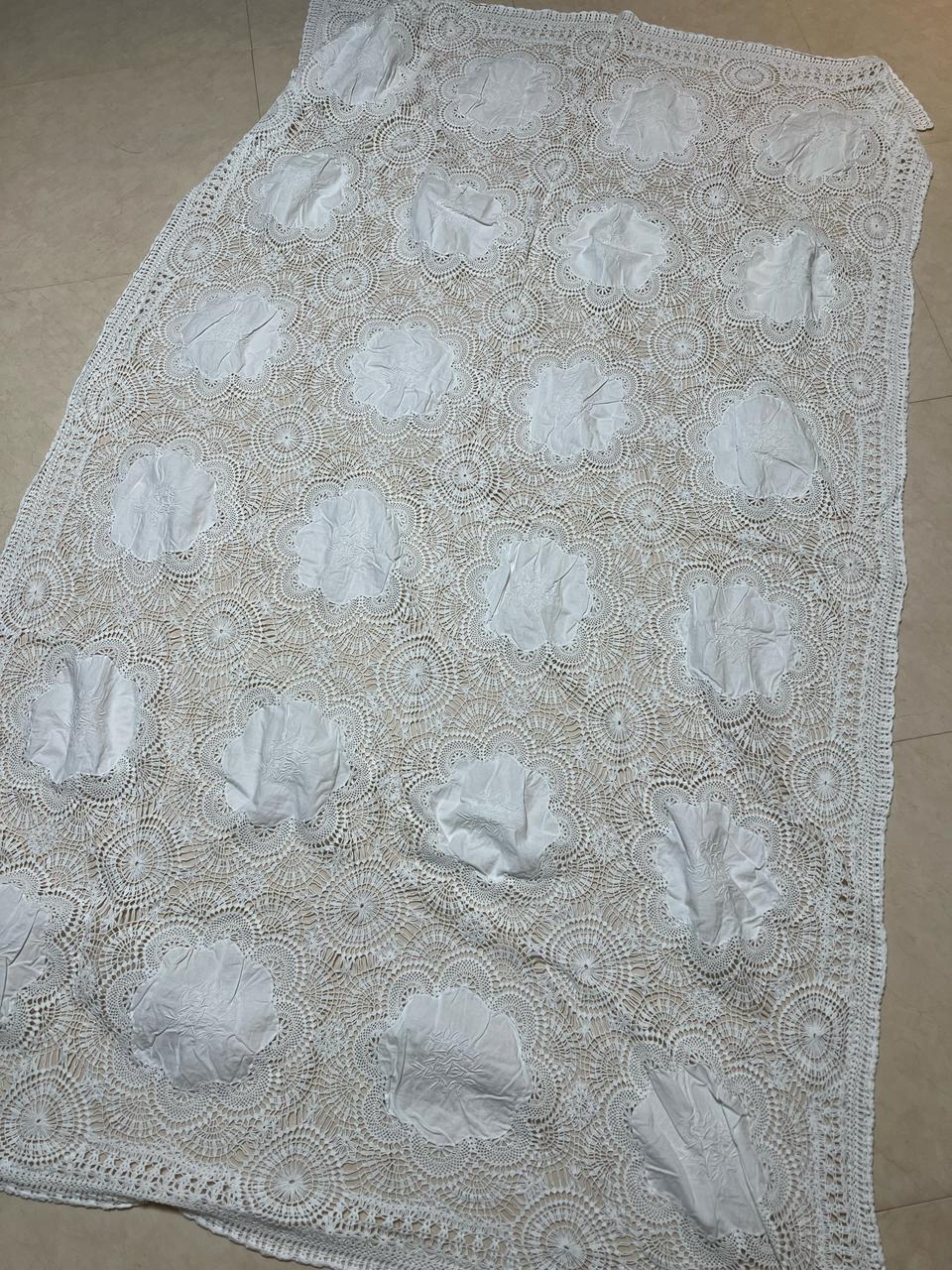 엔틱 뜨개 레이스 직사각 식탁보