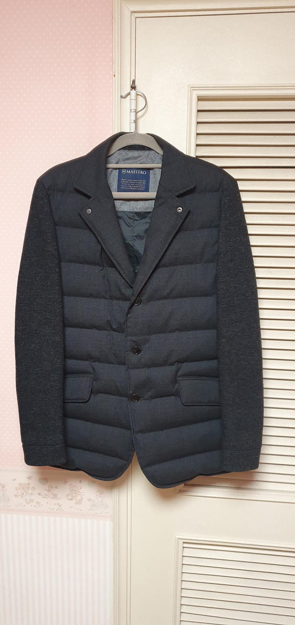 [새제품] 마에스트로 니트소매 자켓형 다운점퍼