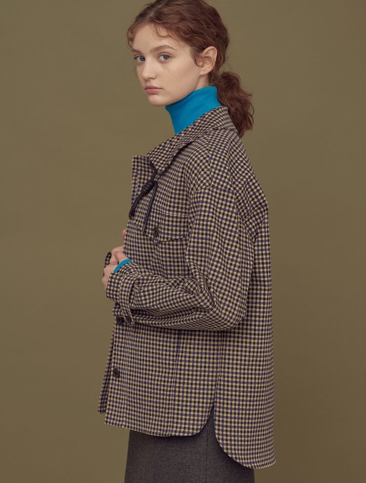 빈폴 레더 스트링 포인트 체크 셔츠 자켓 