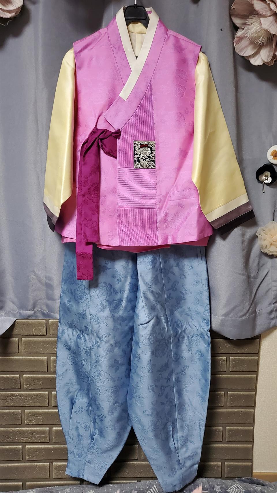 고급맞춤*실크*쾌자한복셋트~95반품51바지총장107  (결혼때한번입은것)