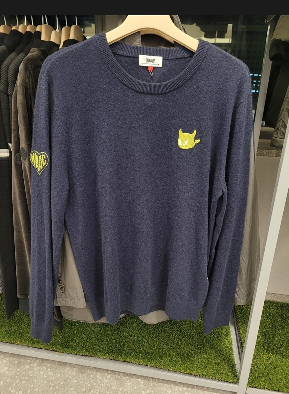 WAAC 왁 골프 남성 와키미어 솔리드 라운드 스웨터 