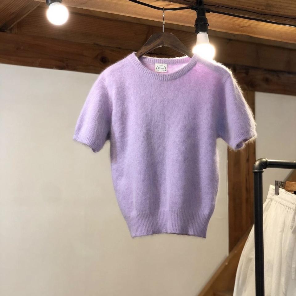 연보라 니트 앙고라 스웨터
