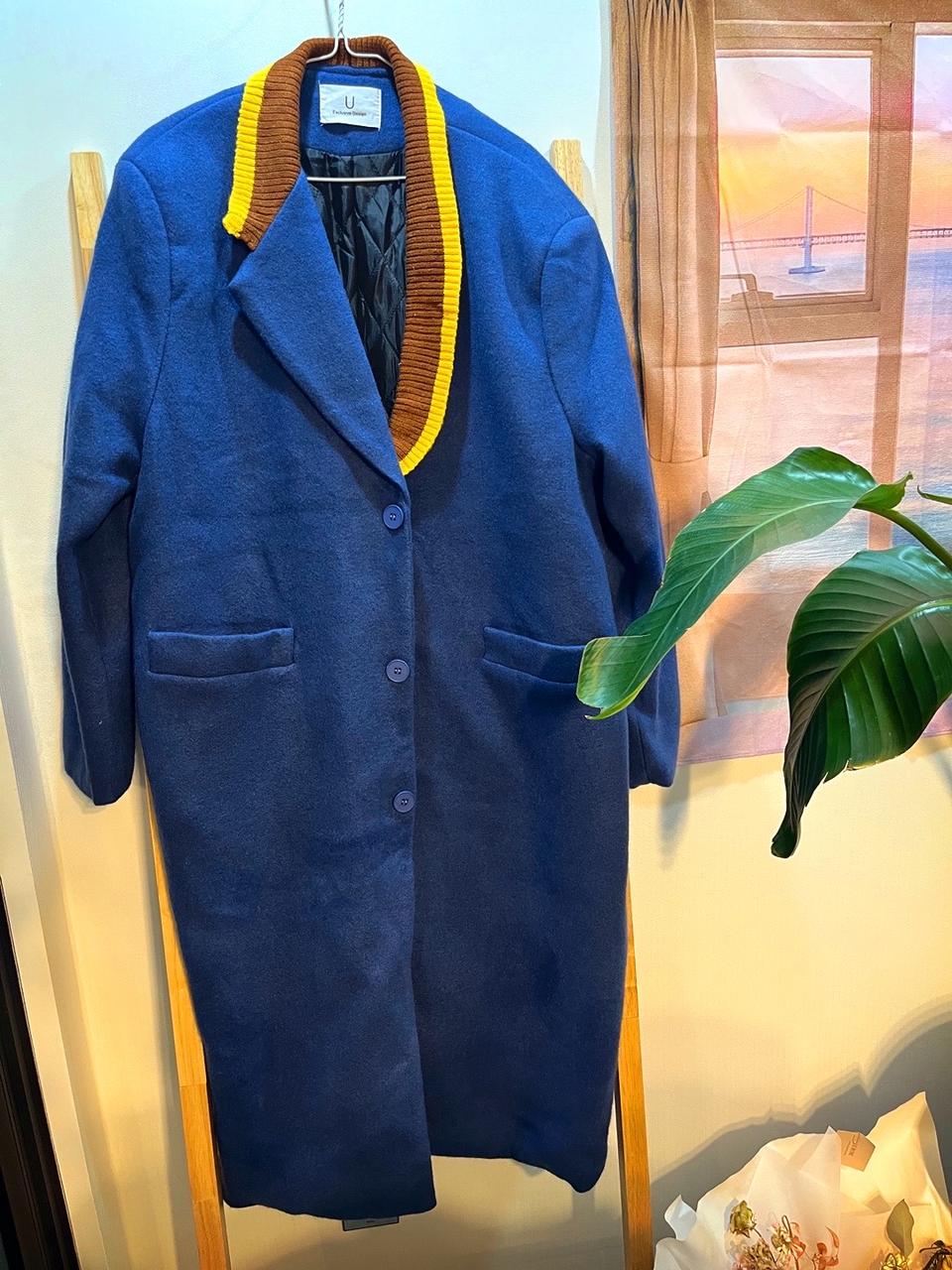 네이비 카라롱코트