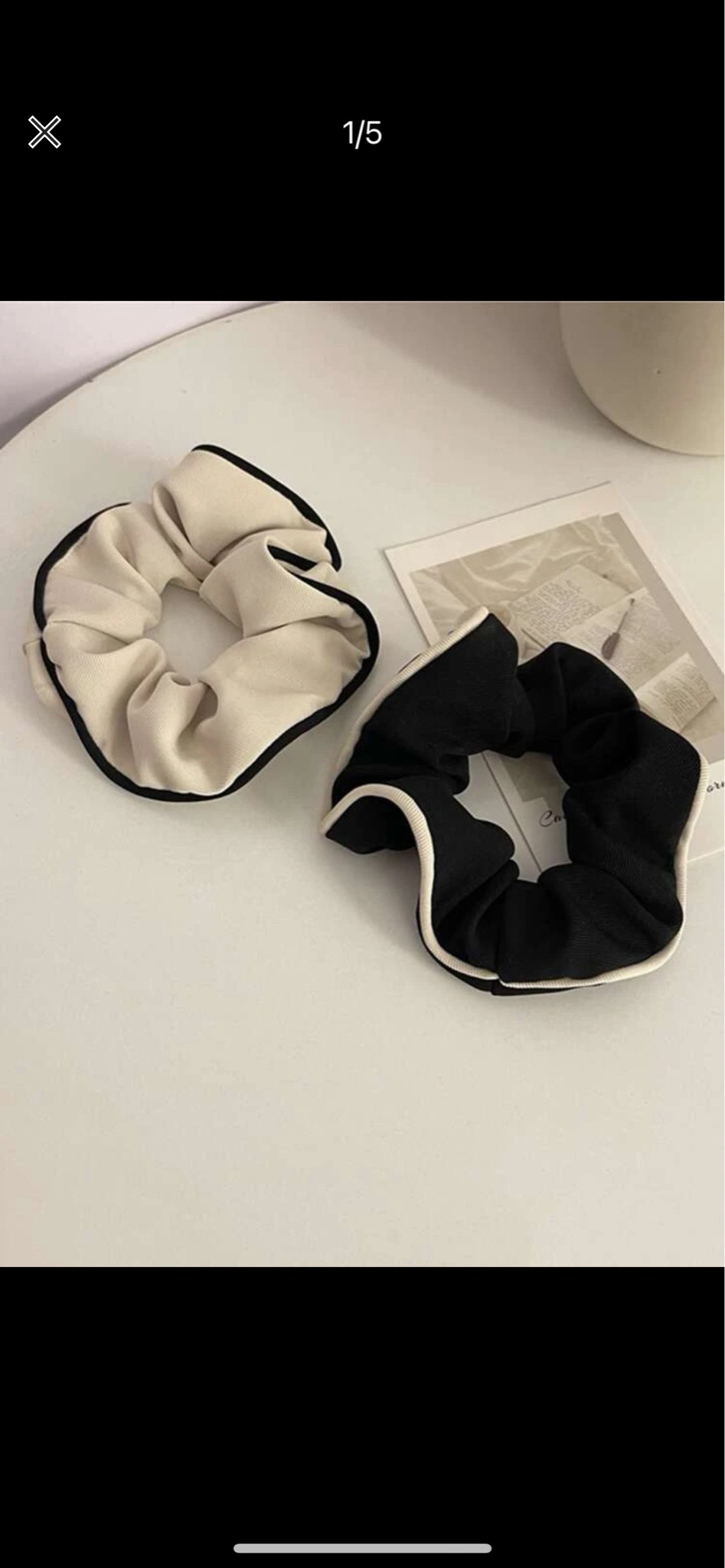 새상품)배색 곱창밴드 머리끈 2개.