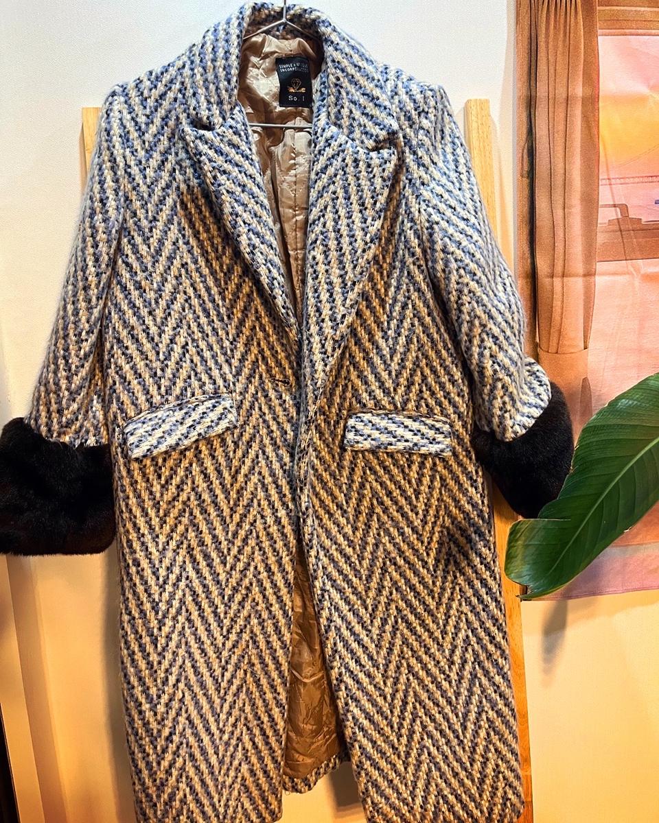 알파카 소매퍼 롱코트