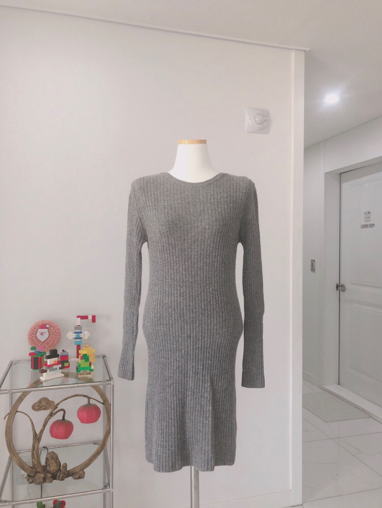 (반택무료)그레이 골지니트 원피스(free)새것 같아요