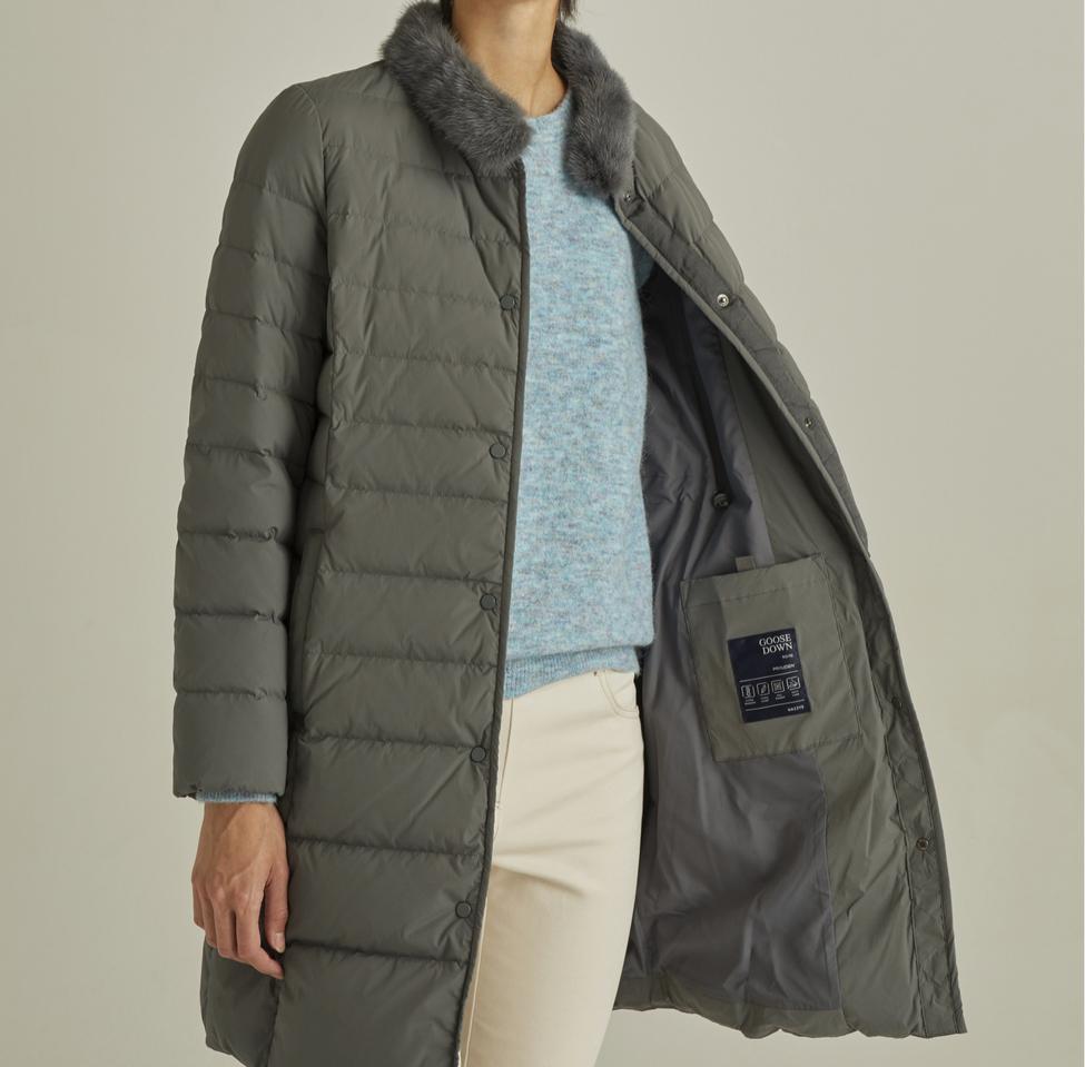 해지스 밍크 구스다운 경량 패딩 롱