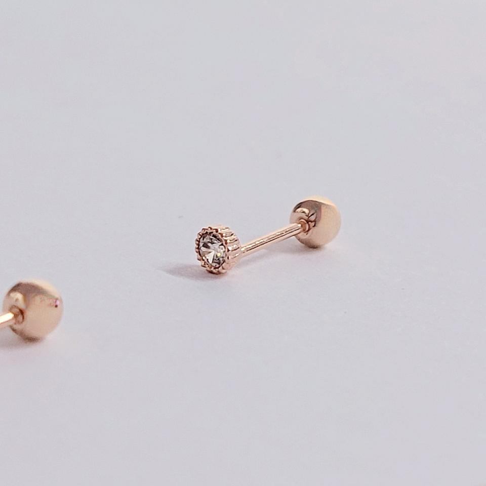 14k 금 샤이닝 큐빅 피어싱 기본 바길이 6mm 초 미니 데일리 얇은