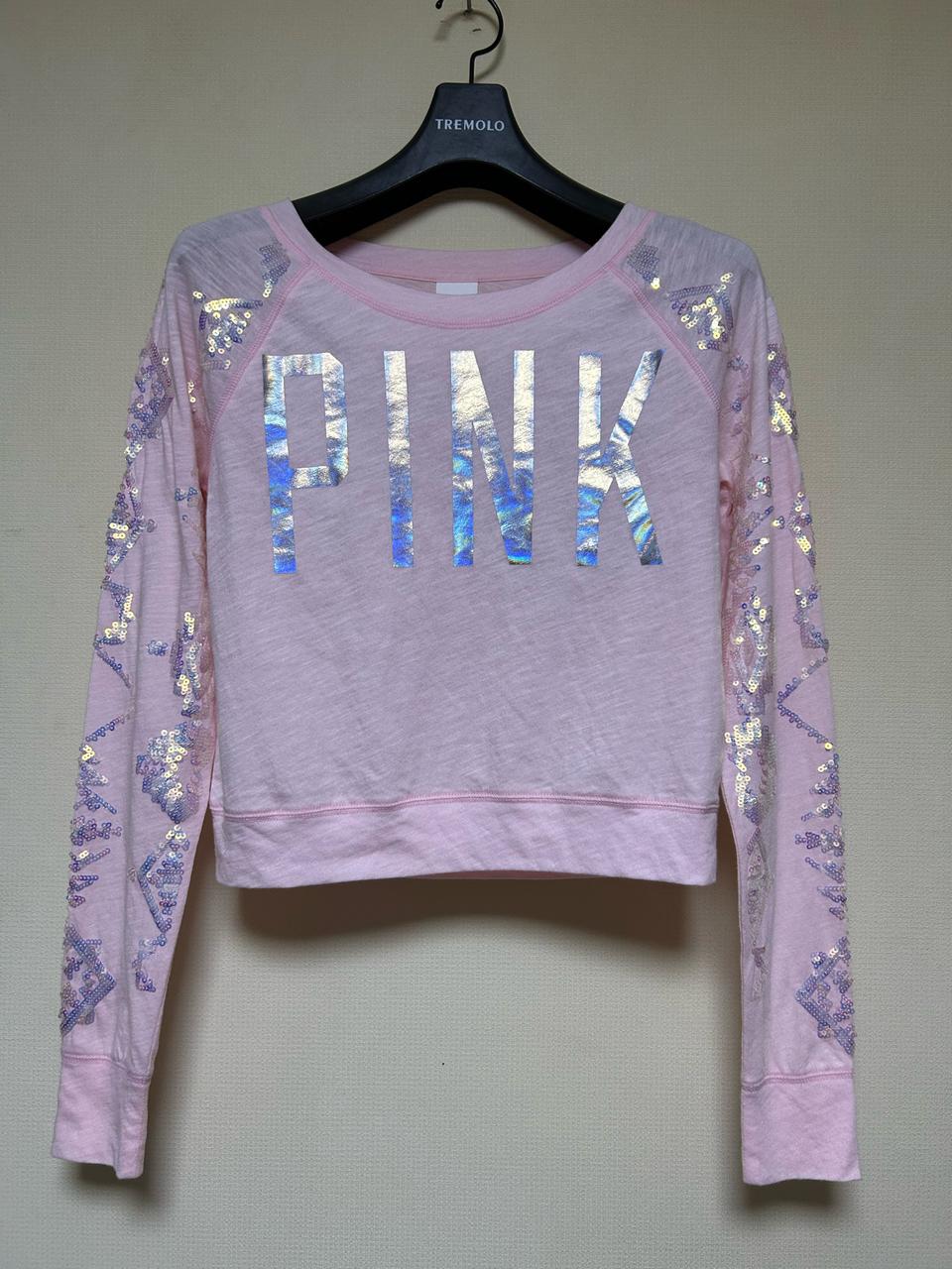 Pink 핑크 프린트 세퀸 라운드티