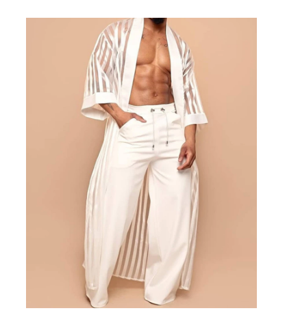 정가9.9새거택포1.9만 133cm 헬창가운  투명 스트라이프  남자가운