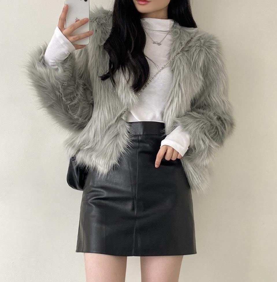 (새상품)(연말룩)페이크퍼 자켓