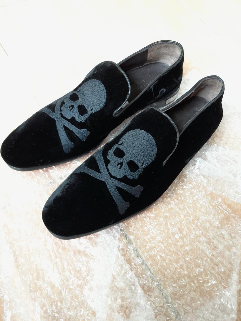 필립플레인 벨벳 스컬 로퍼 구두