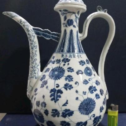 명품 청화백자 주전자도자기