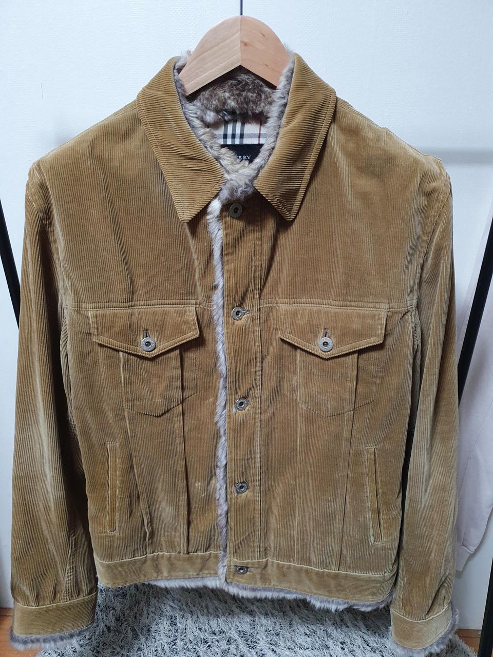 버버리 블랙 라벨 코듀로이 퍼 자켓 L