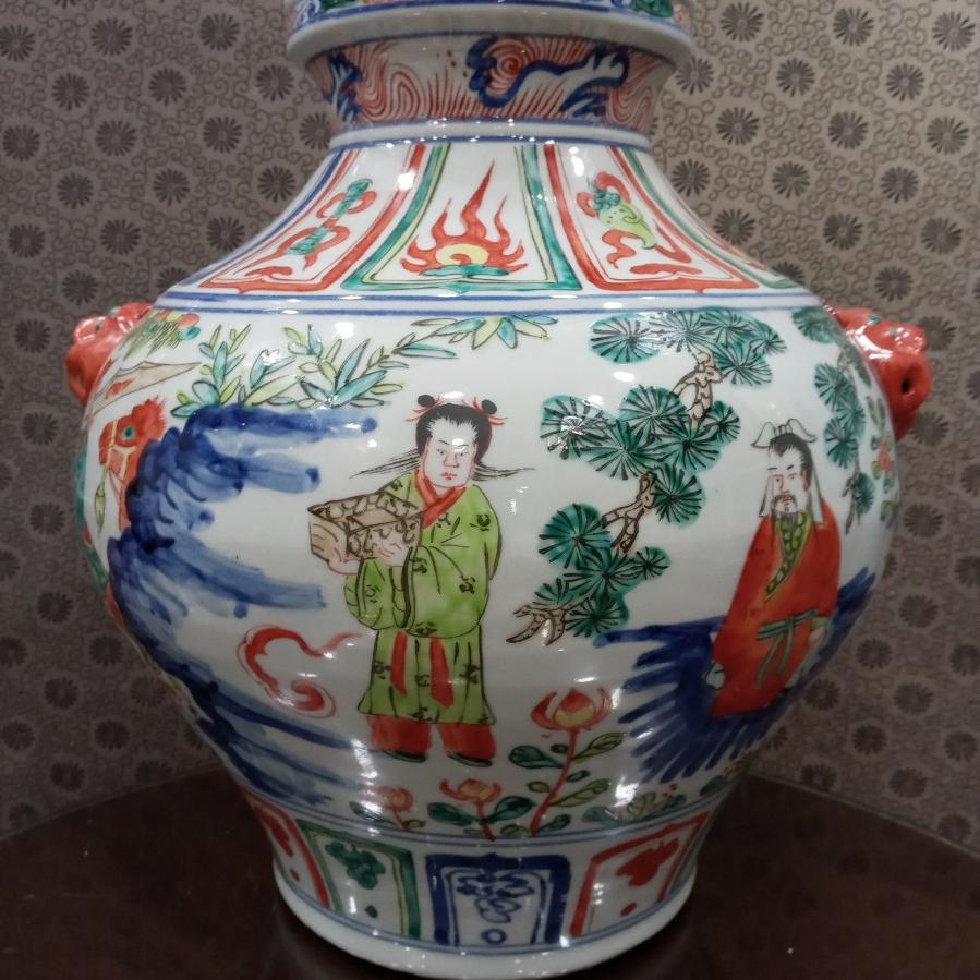 지정8년 고사인물도 항아리 도자기