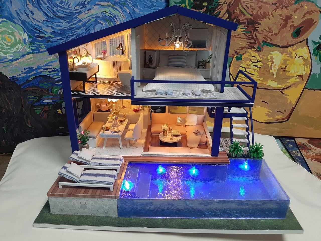 수영장 풀빌라 미니어처하우스 완성품