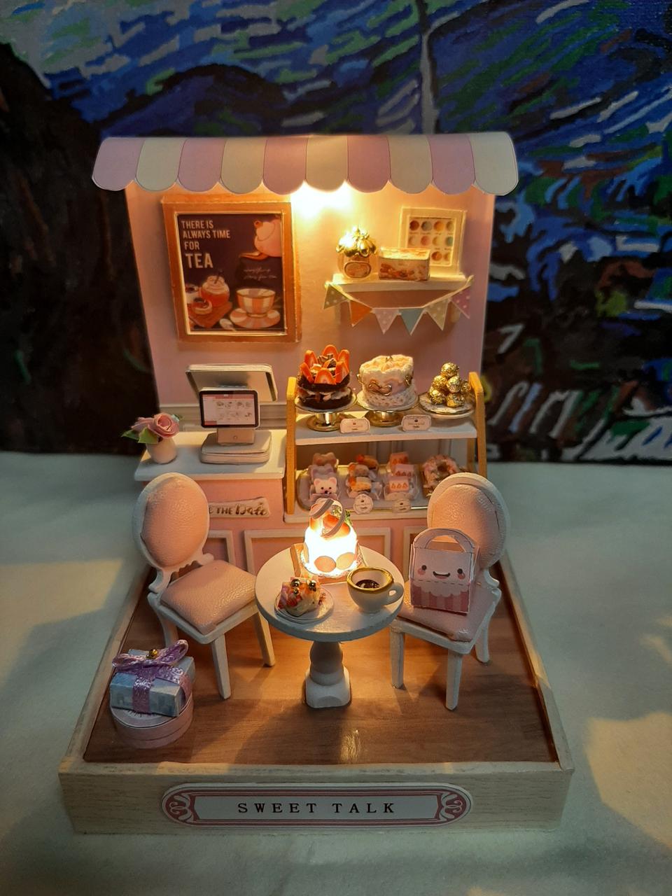 핑크 미니 카페 미니어처하우스 완성품