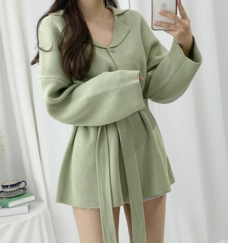 벨트 카라니트가디건 오버핏 2컬러