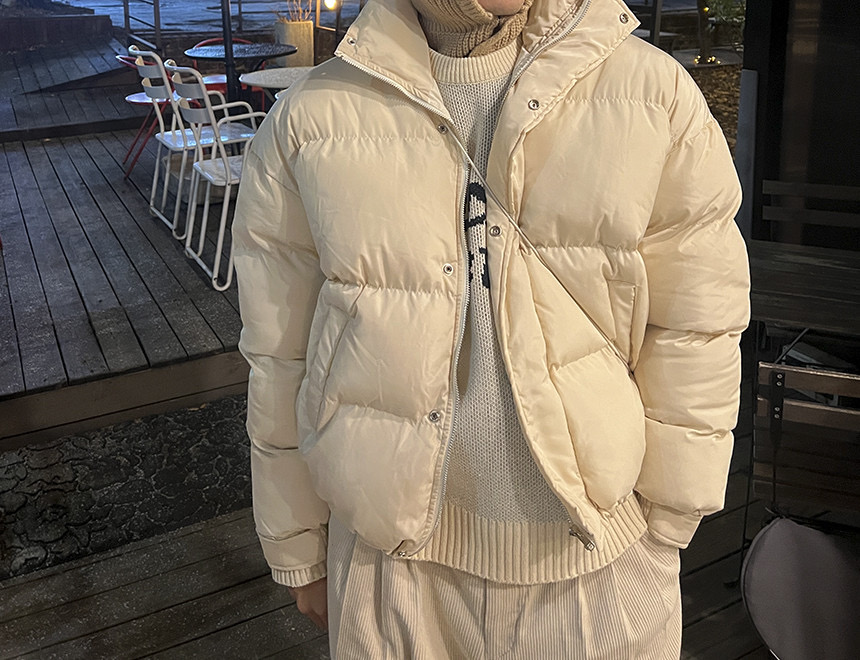 남녀공용)글로시 웰론 크롭 숏패딩