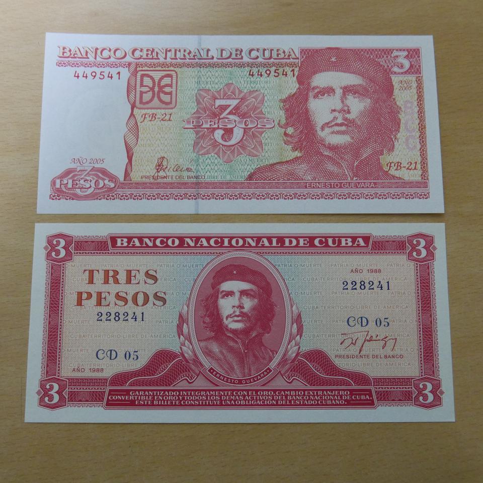 쿠바 3페소 지폐, 2장 미사용