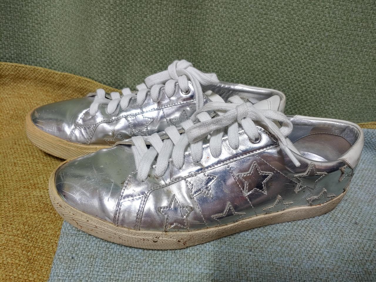 255(40.5)생로랑(정품) 스니커즈(실버스타)