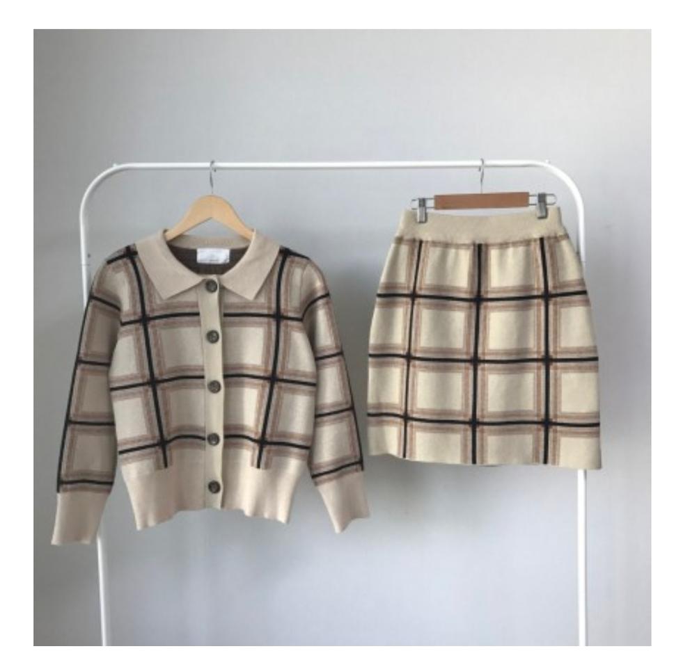 (새상품)체크투피스세트