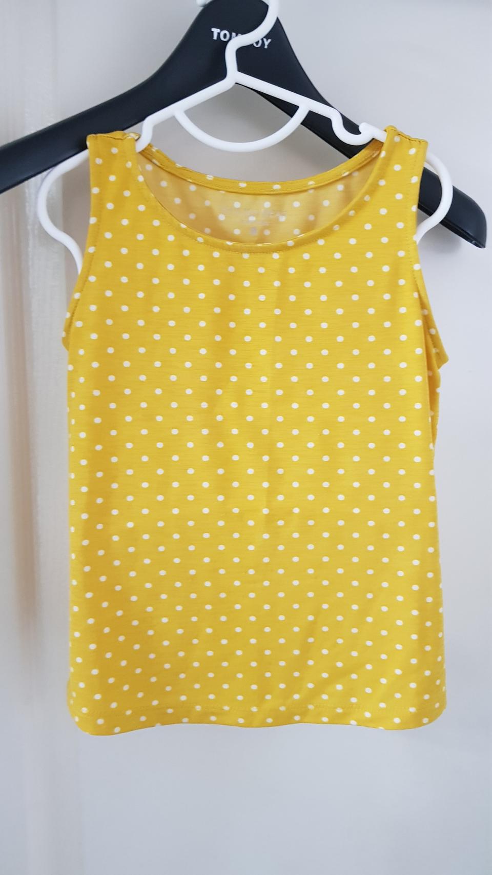 유아의류 탑텐키즈 노란색 도트무늬 땡땡이 나시티 100