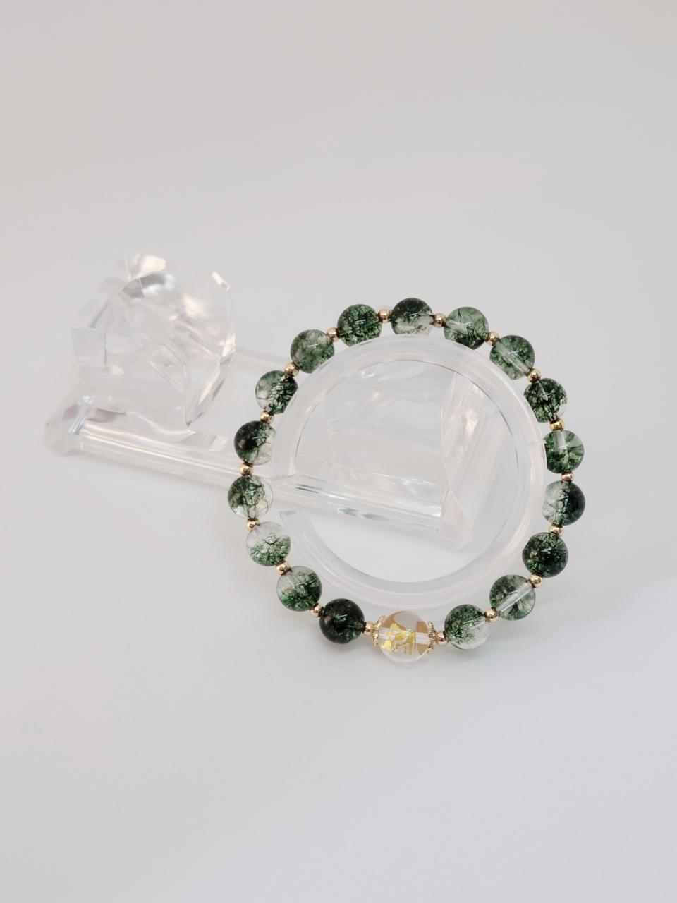 초록색 수정 소때 여자 행운팔찌