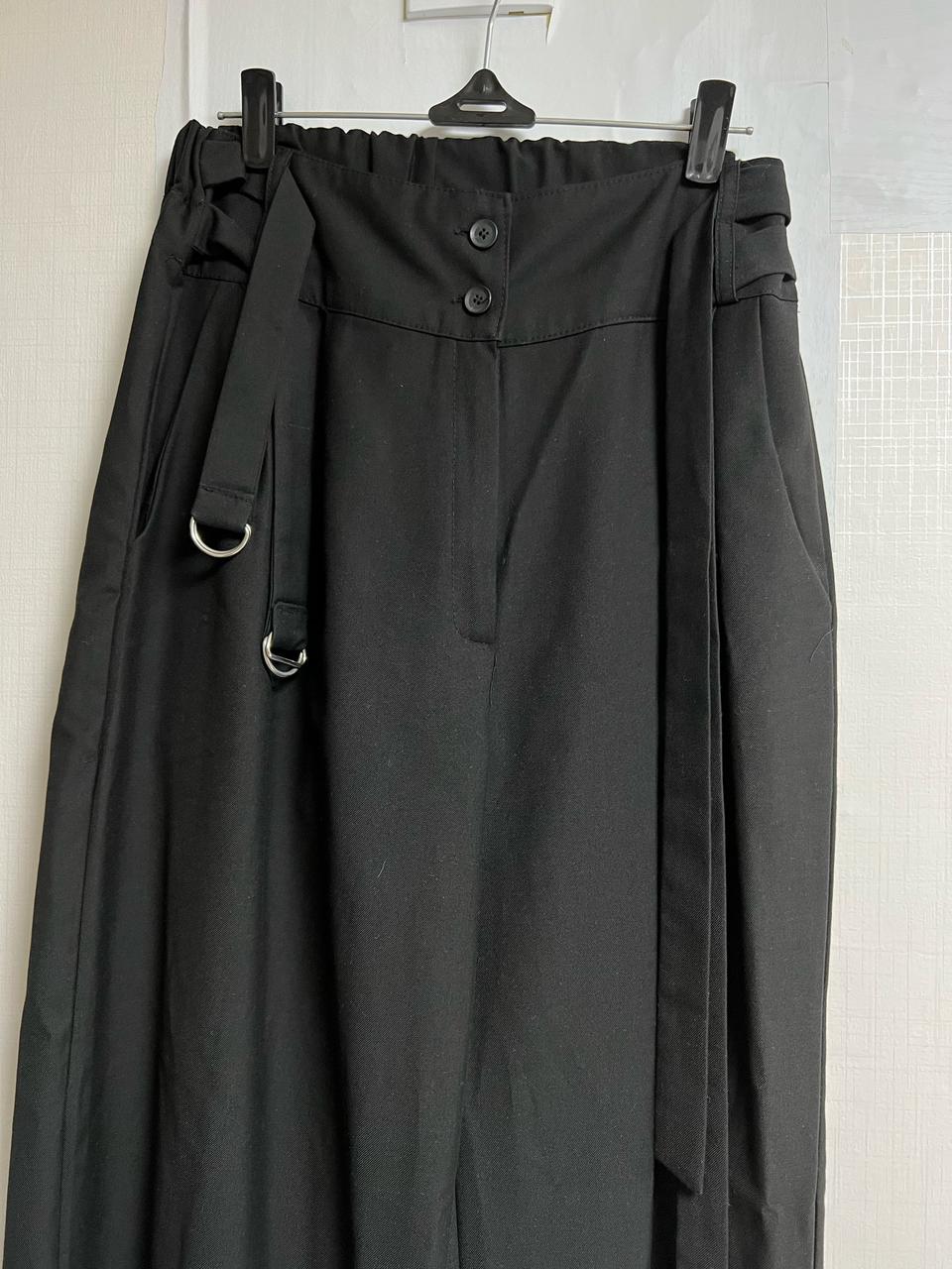 [S] 더블링 벨트 와이드 슬랙스 블랙