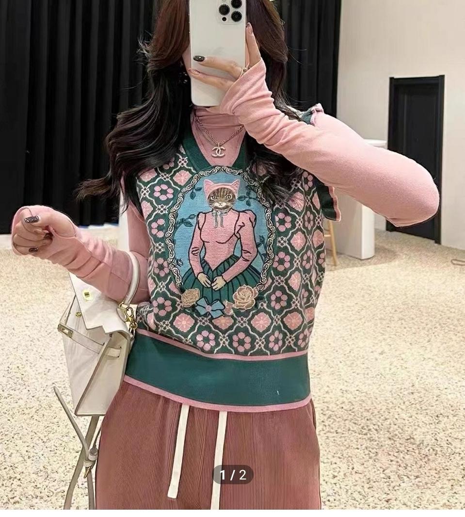 신상...고양이 니트 조끼