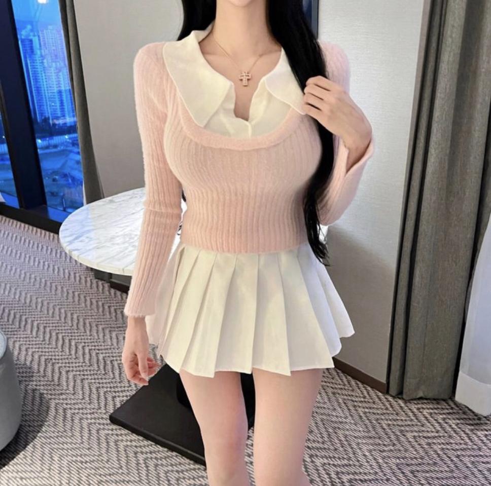 레이어드 앙고라 니트