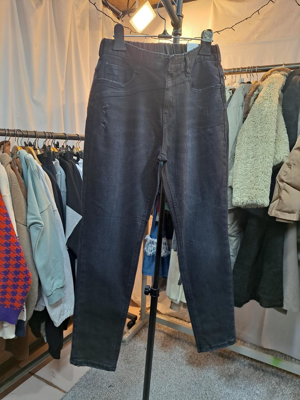 새상품)블랙 밴딩 청바지