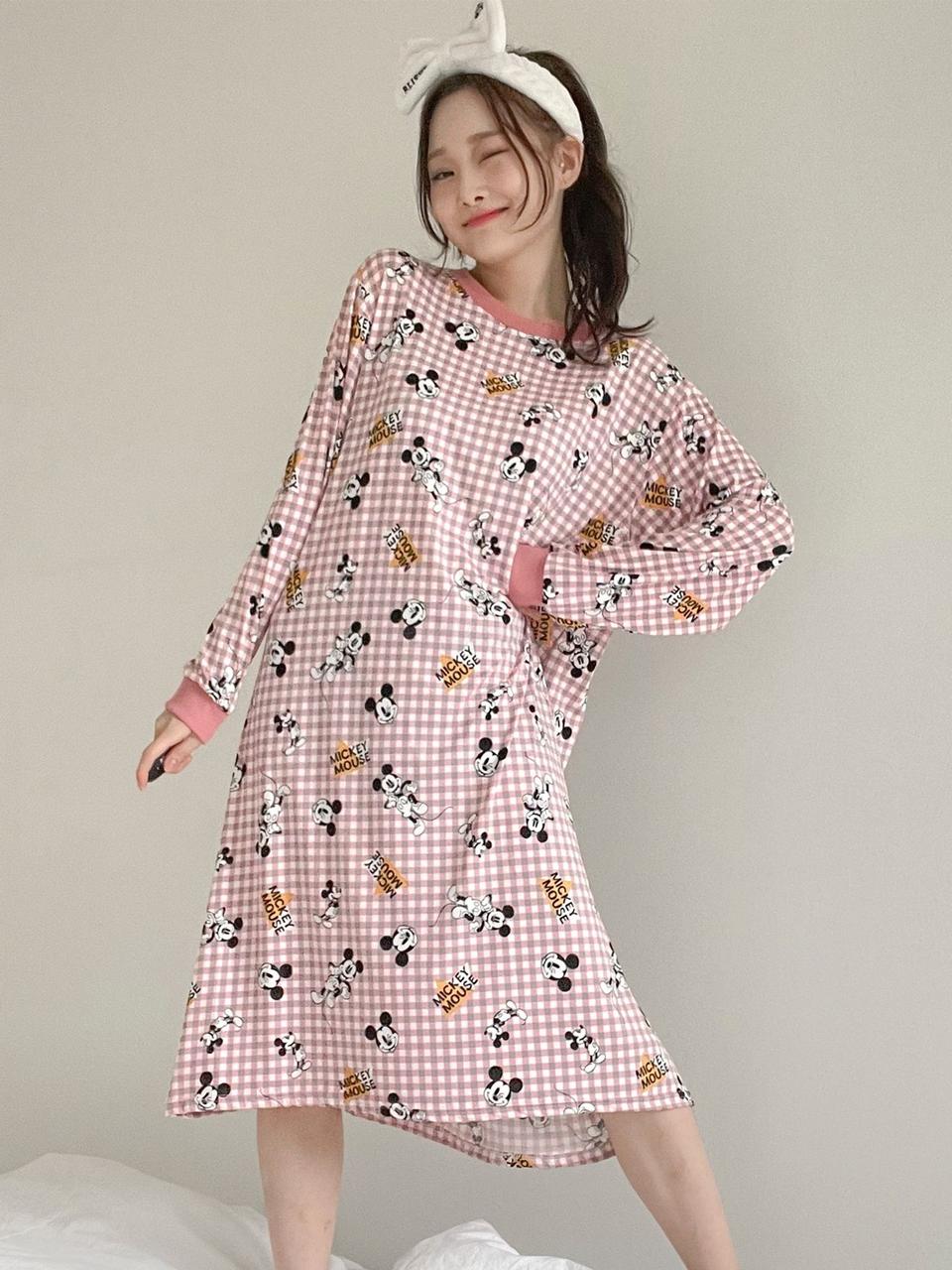 108 신상 미키 A라인 피치 스판 데일리 홈웨어 대박 피치 원피스