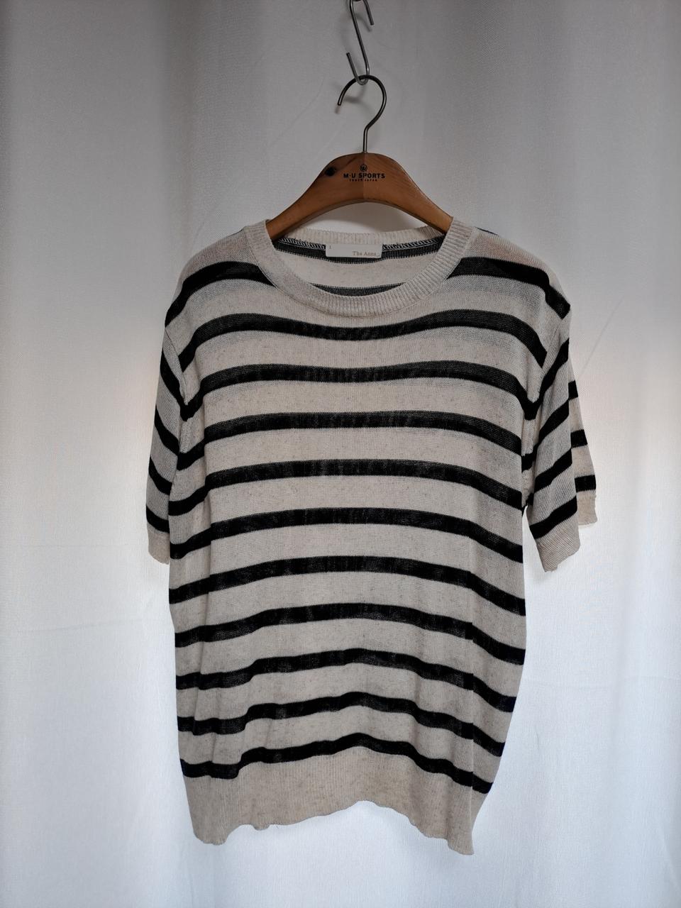 The Anna 반품50 총장62 반팔 니트 손세탁가능 네이비와베이지