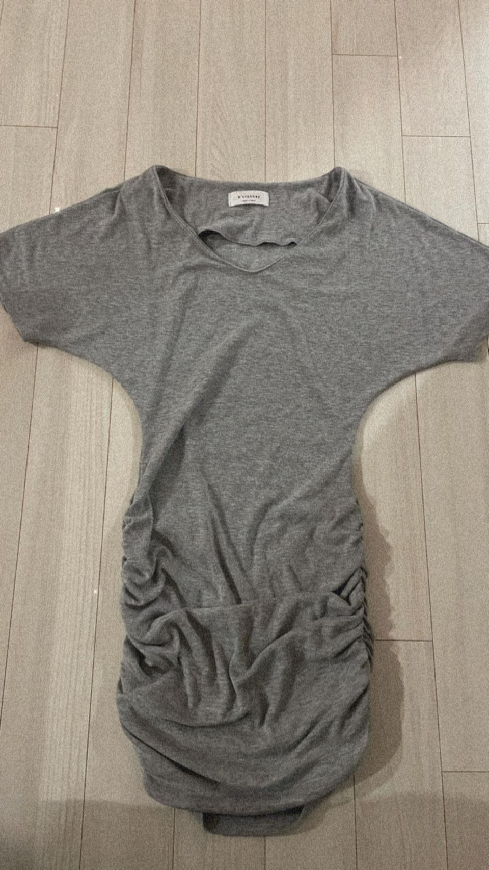 셔링 브이넥 반팔 원피스