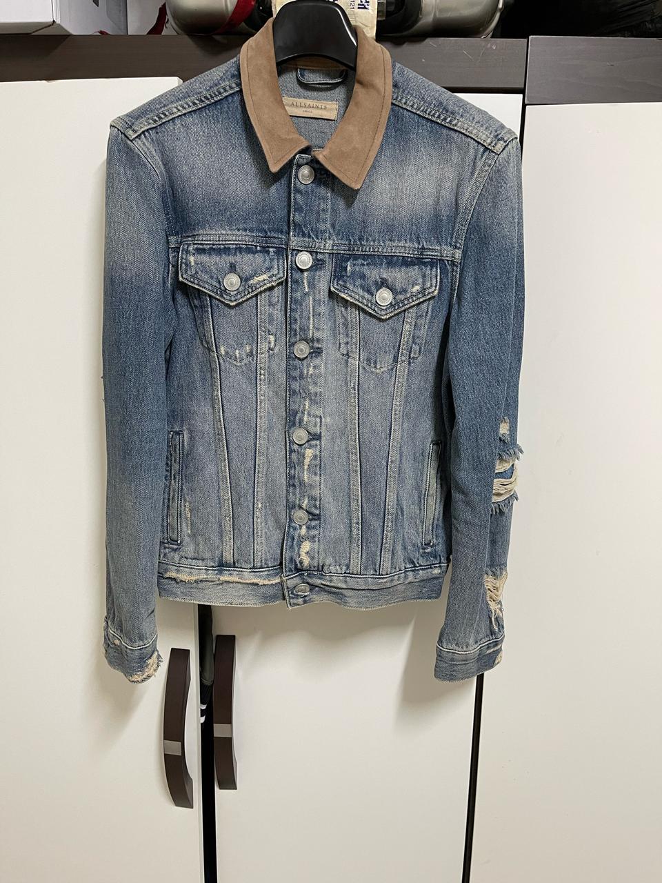 올세인츠allsaints카라양가죽빈티지워싱디스트러커데님청자켓재킷상태좋음s