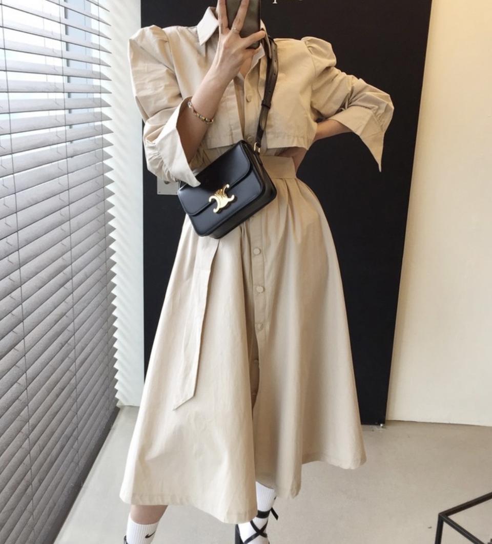 베이지 트렌치원피스