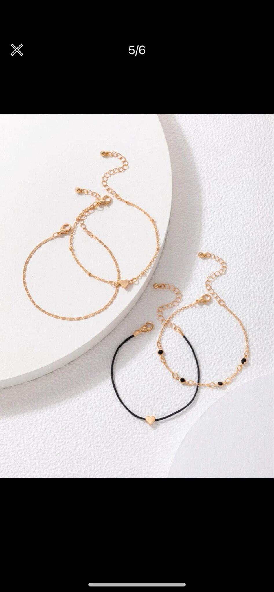 새상품)하트 장식 발찌 set/4pcs