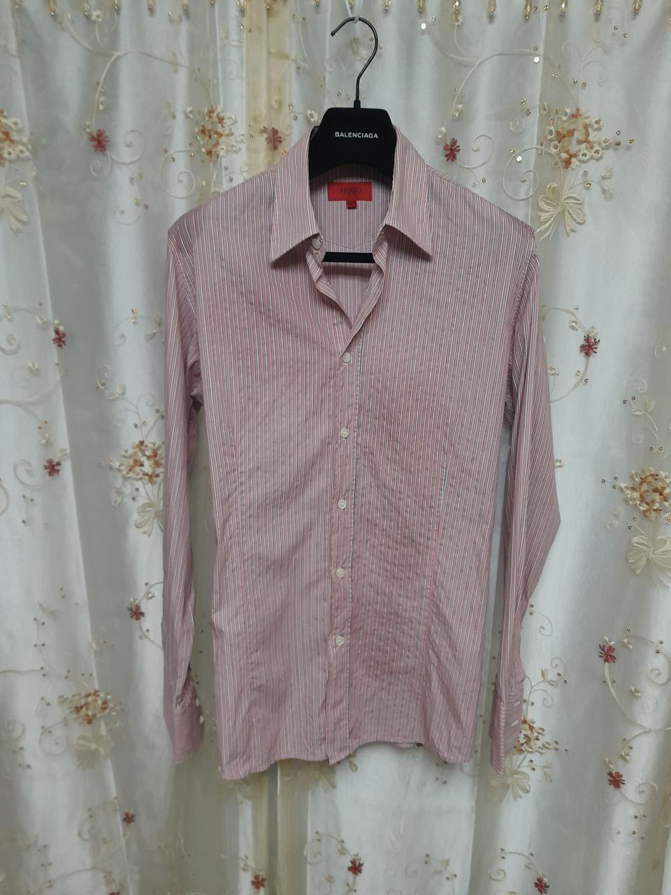 휴고보스 코랄빛 스트라이프 셔츠 M 1회착용