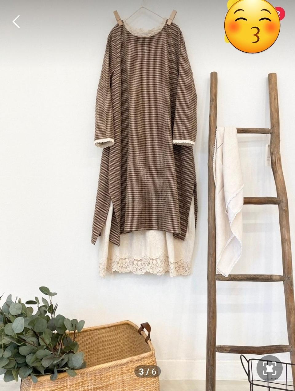 신상...체크 레이스  원피스