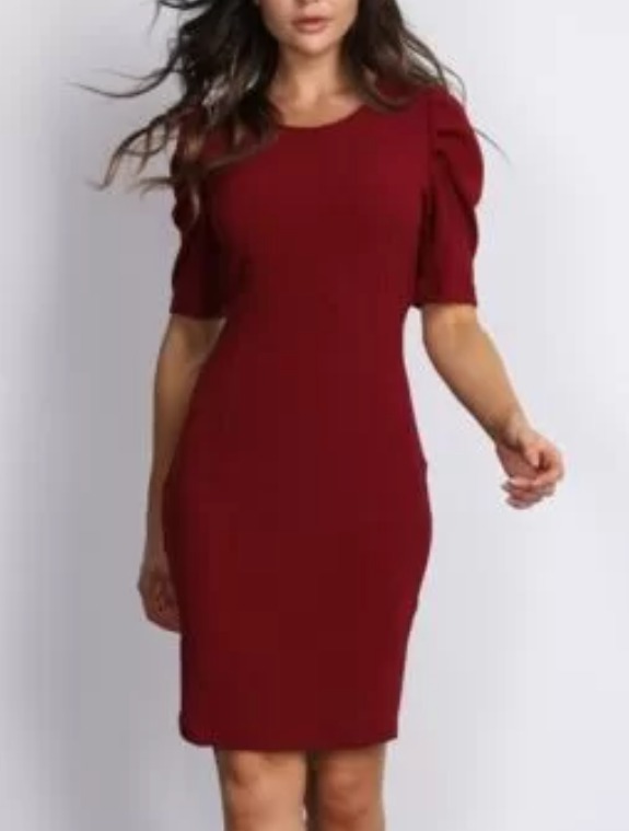 고급스런 퍼프 프릴 슬리브 스키니 원피스 드레스 데일리룩 하객패션