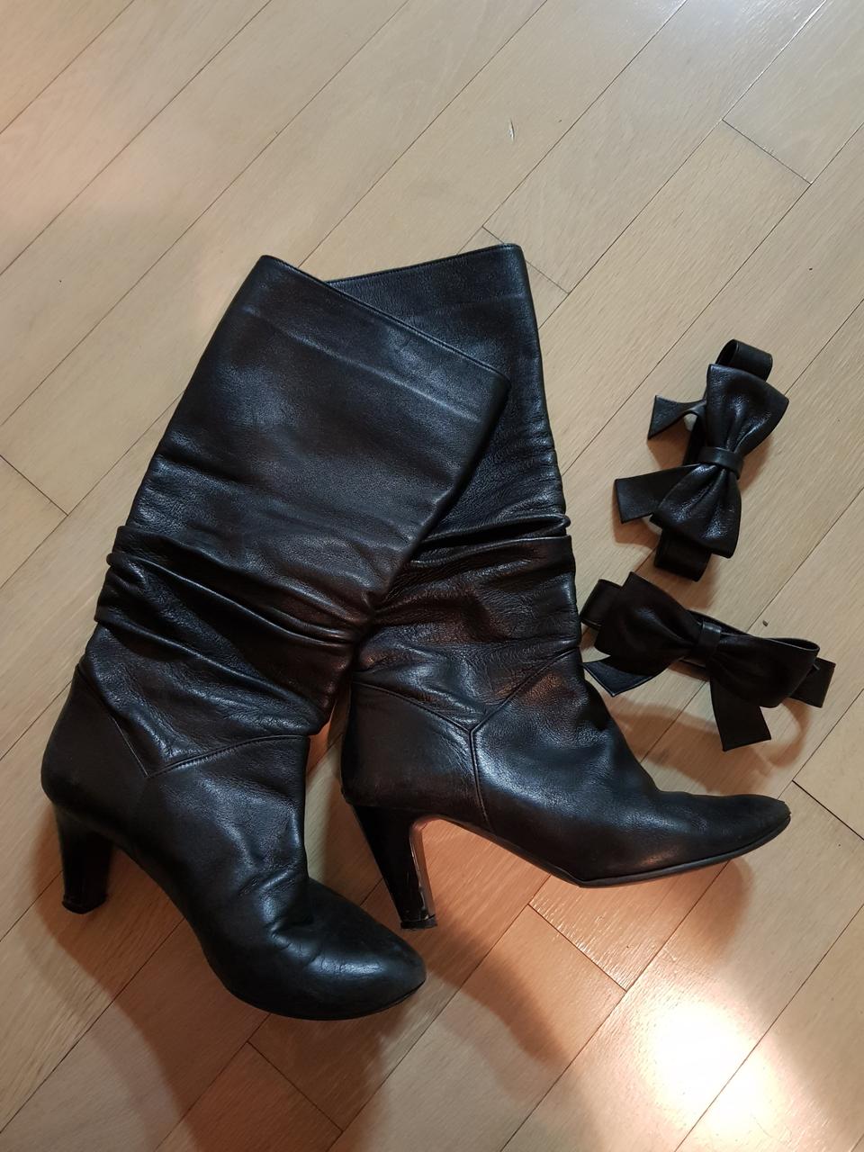 소가죽 롱부츠 리본탈부착 230