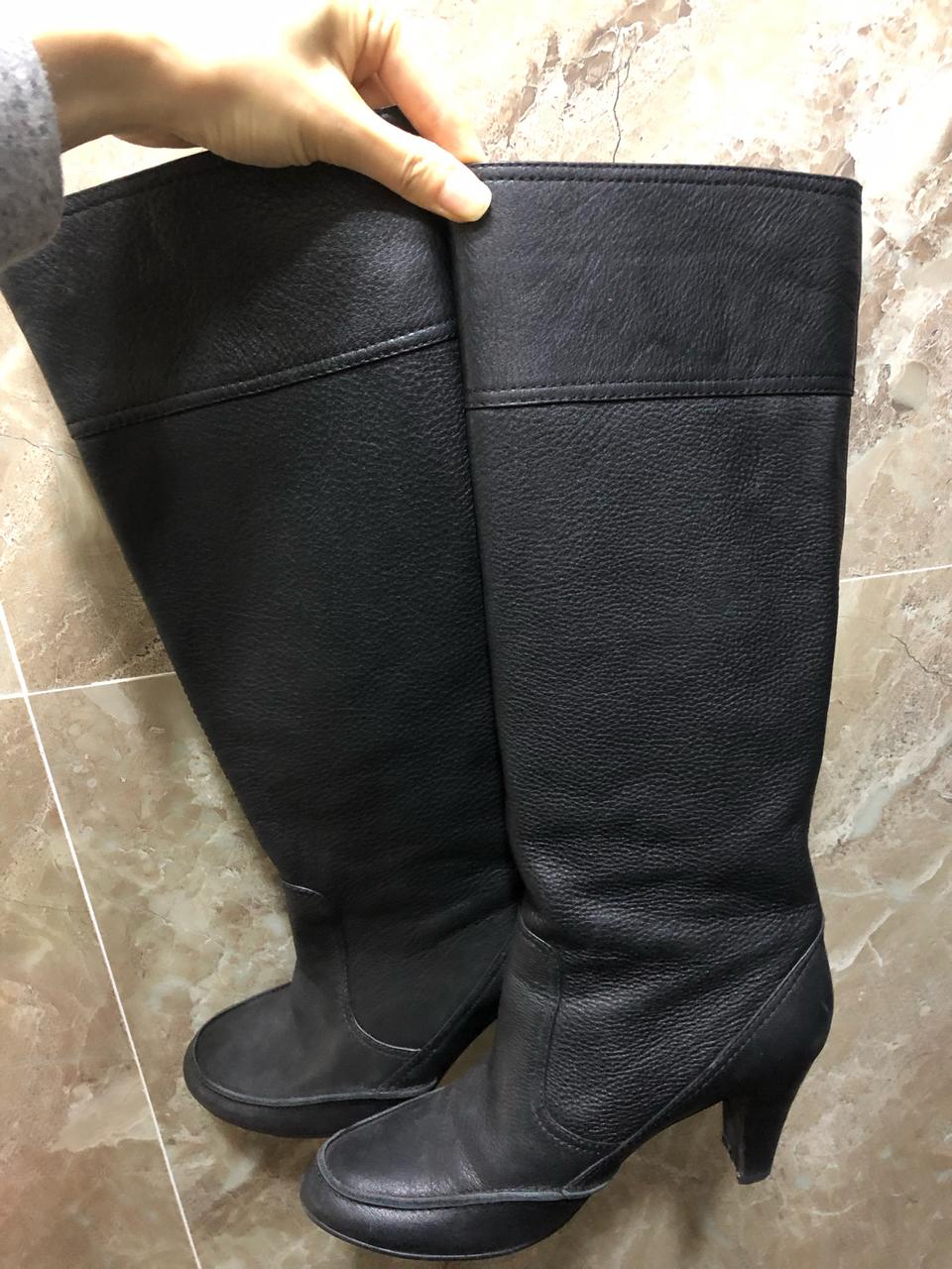 여성 가죽 롱 부츠
