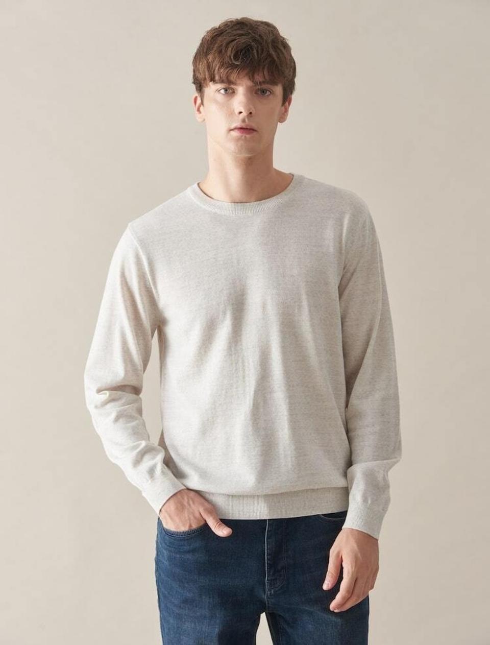 로가디스 모100% 라이트 그레이 베이직 라운드 풀오버 니트 100 사이