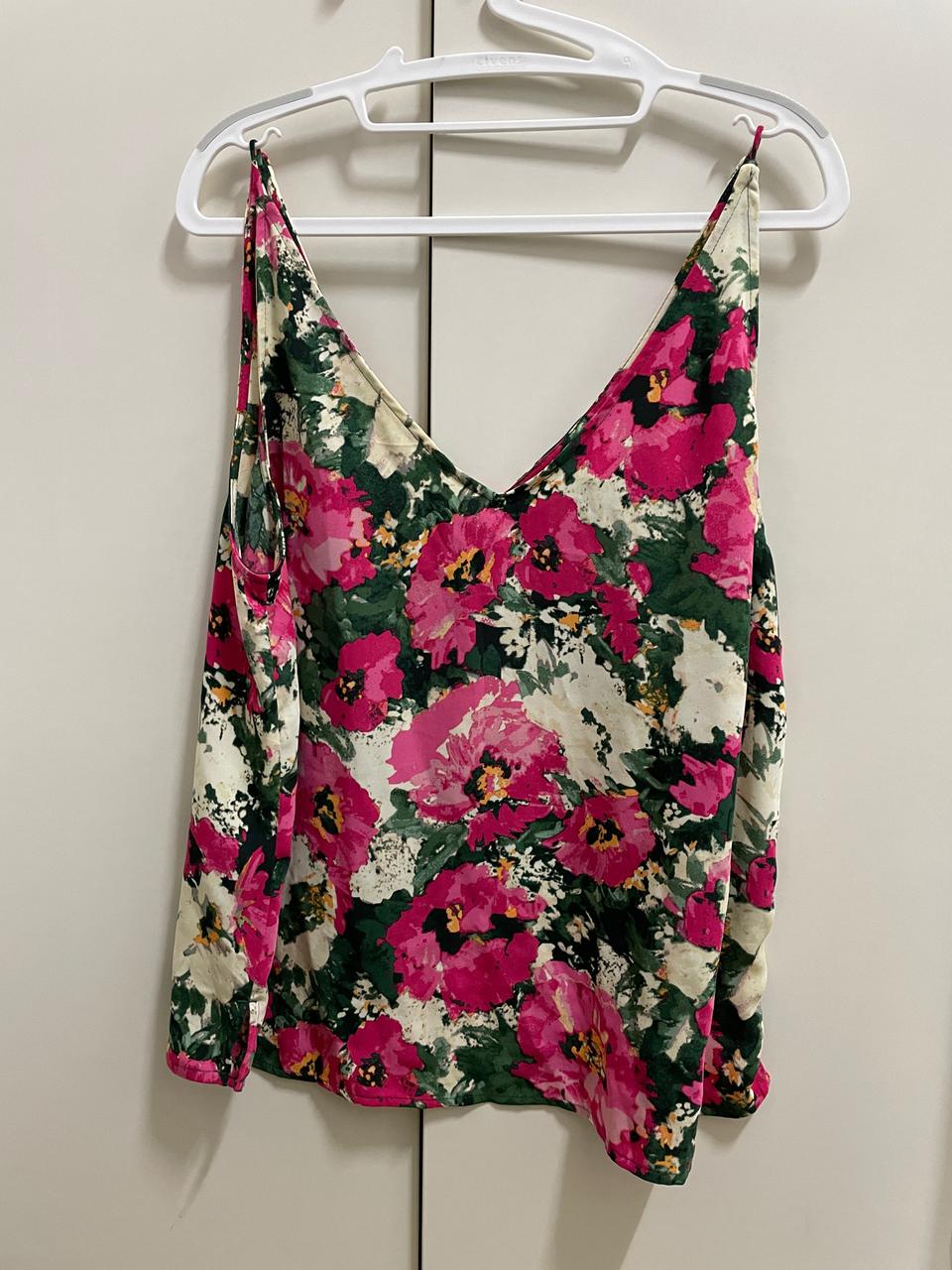 H&M 플라워 패턴 민소매 블라우스 뷔스티에