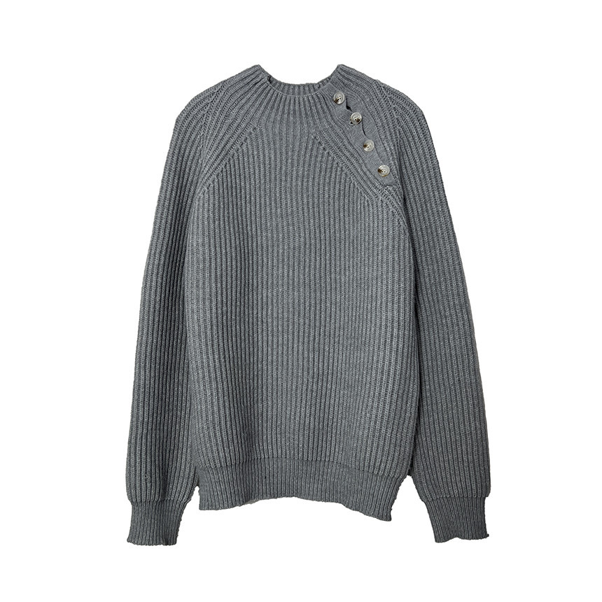 골지 단추 사선 니트